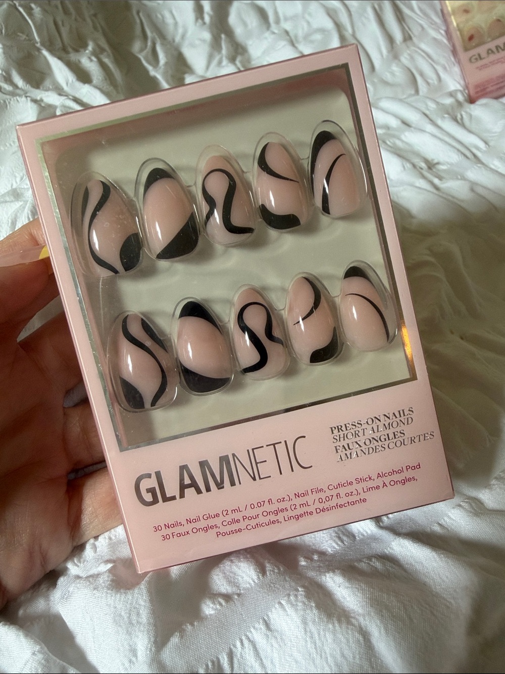 GLAMnetic Nude & Black Swirl Short Almond Press-On Nails